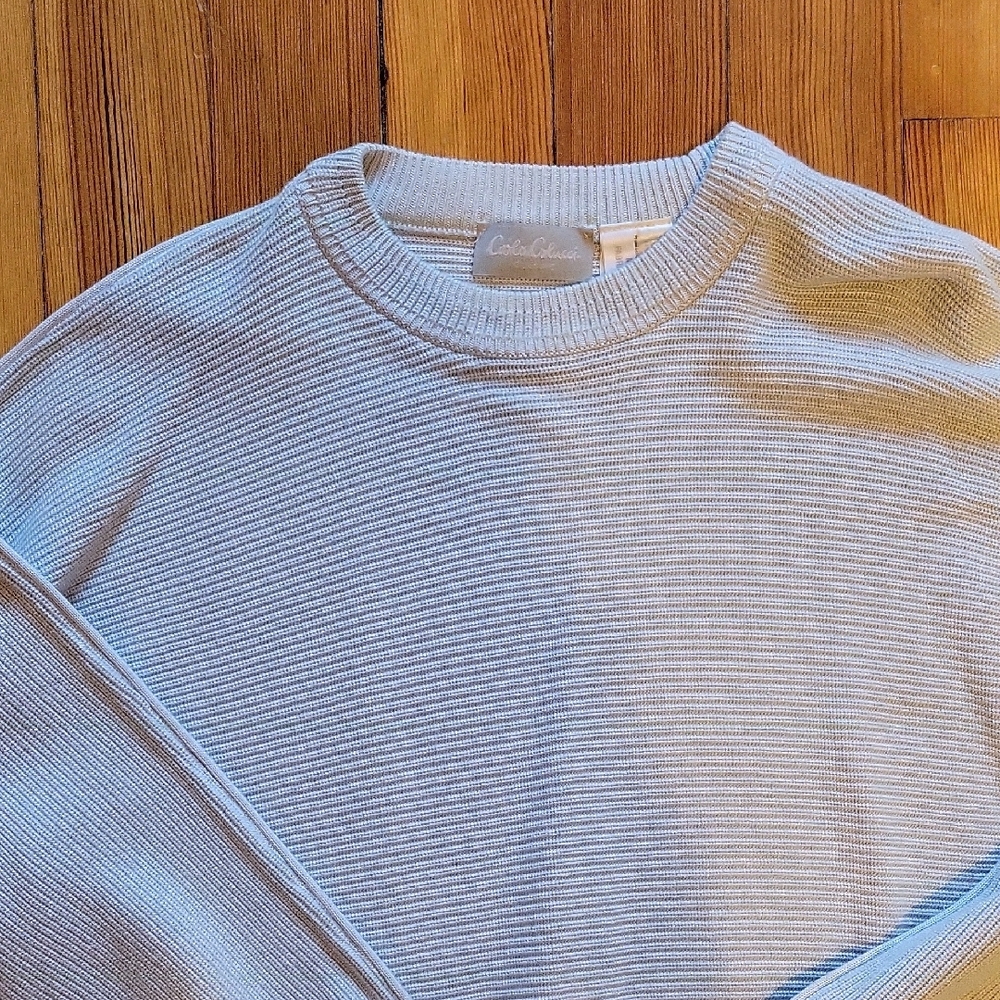 Cable & Gauge Light Blue Ribbed Sweater
